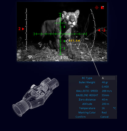 Mira Telescopica de Vision Nocturna HENBAKER con Calculador