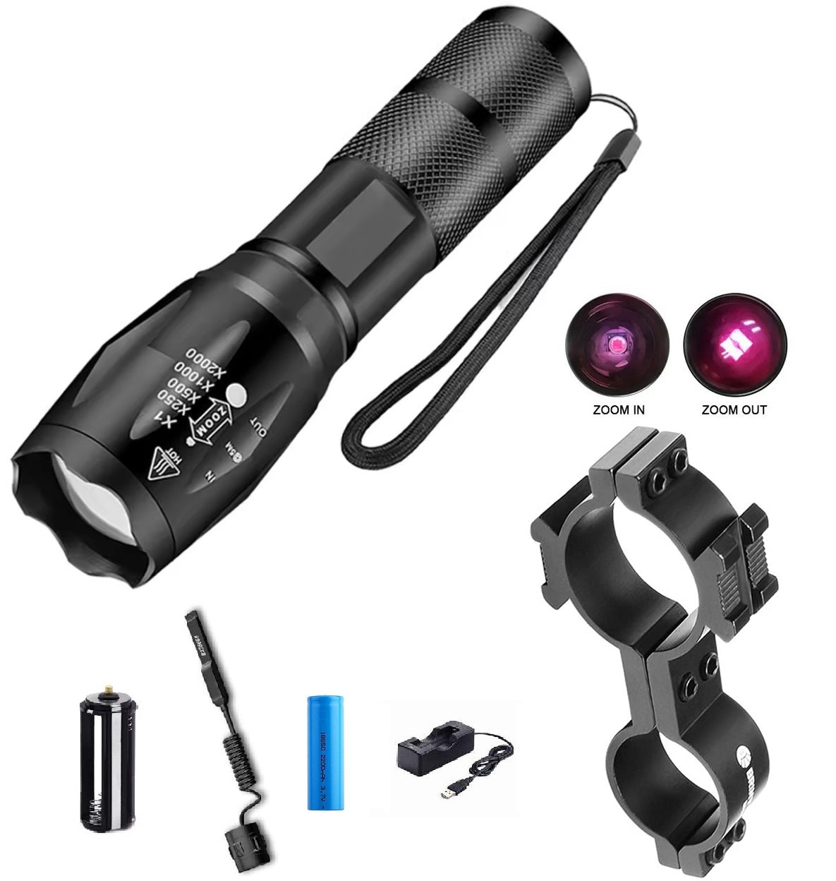 Linterna Tactica Infrarrojo IR con Montaje