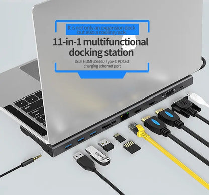 Adaptador Hub 11 en 1 Dual HDMI 4K - BASE