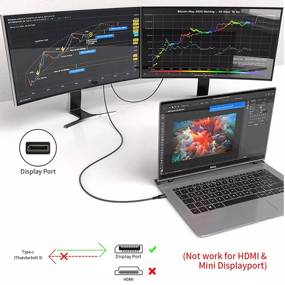 Adapatador Cable USB-C a Dispaly Port DP 165hz