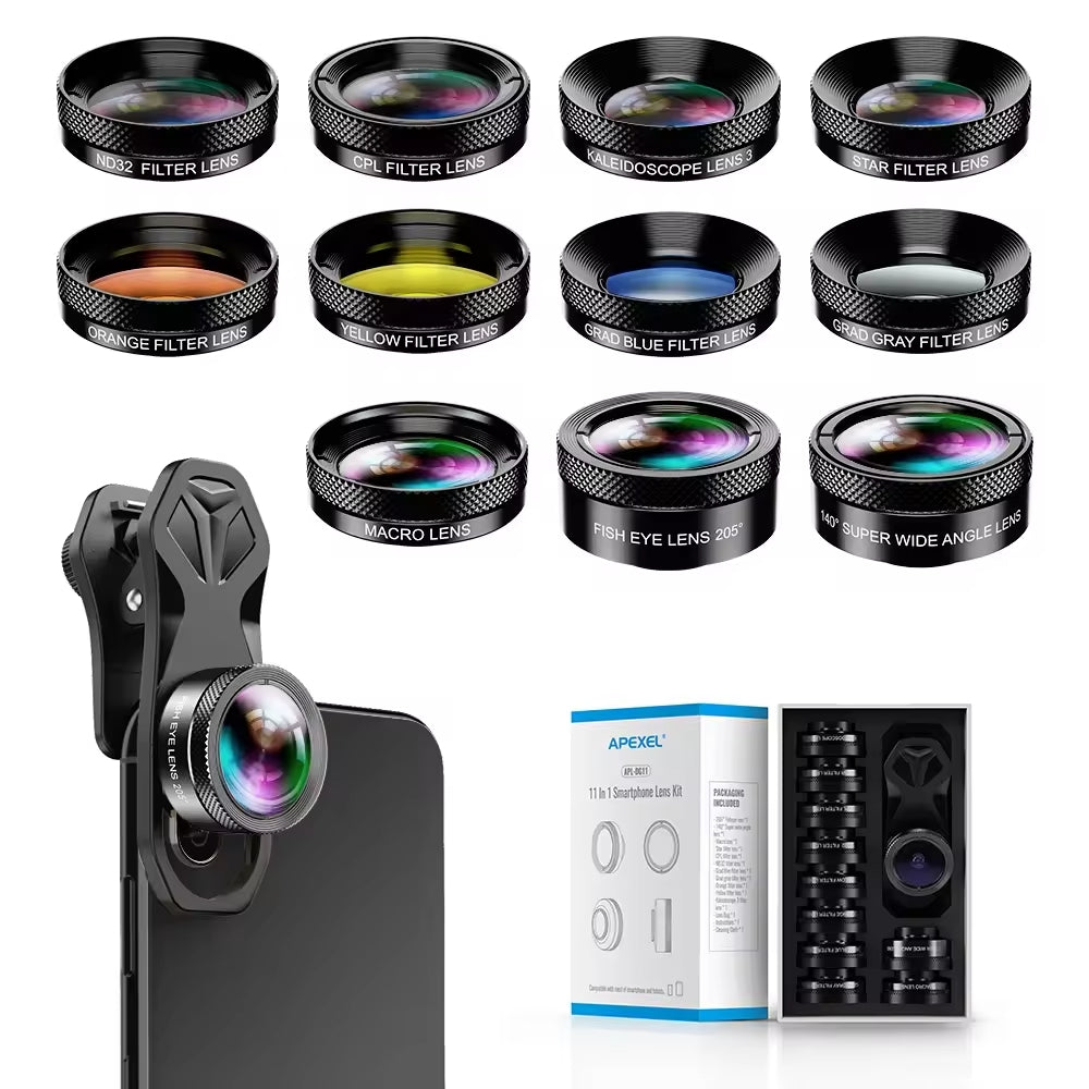 Kit 11 Lentes Externos para Celular Apexel