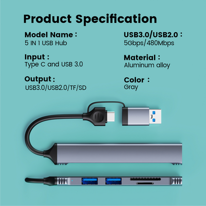Adaptador Hub 5 En 1