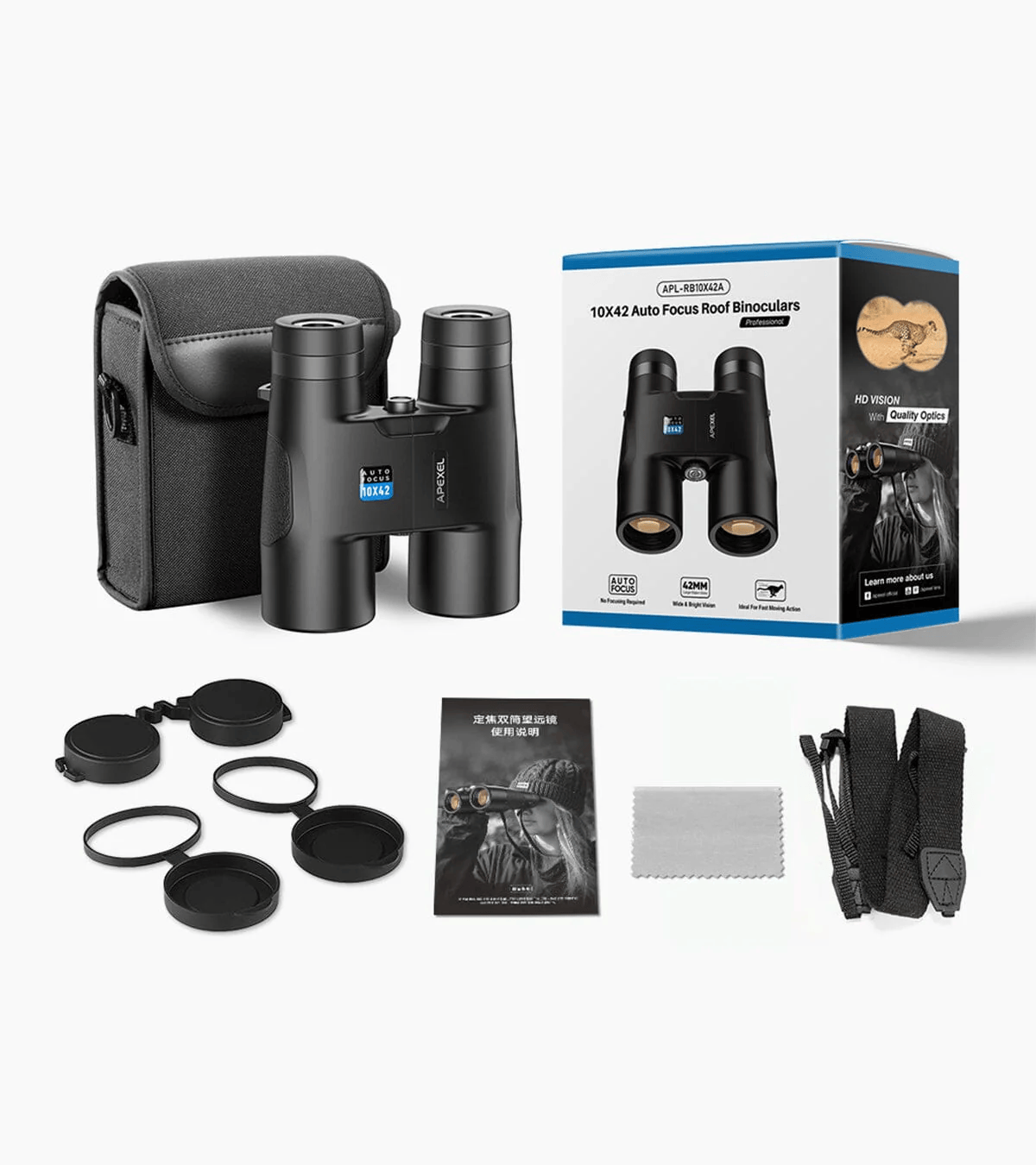 Binoculares Automaticos Apexel 10x42 con Autoenfoque